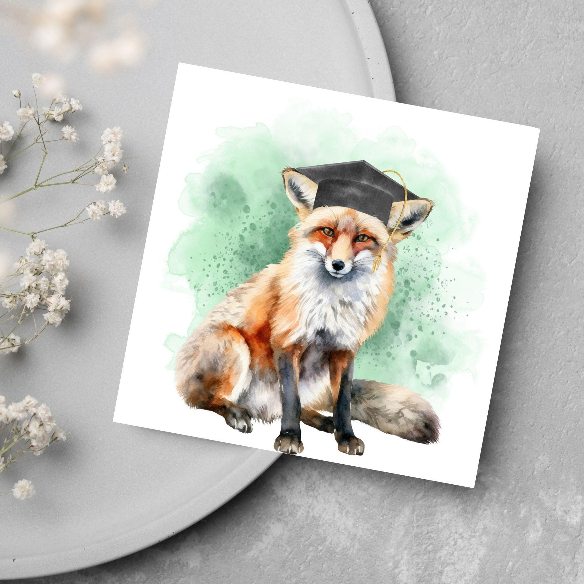 Graduation Card, Lucky the Fox Congratulations Card for University Graduates, Card for Him, Card for Her, Fox Lover, Choice of Colours