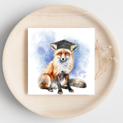 Graduation Card, Lucky the Fox Congratulations Card for University Graduates, Card for Him, Card for Her, Fox Lover, Choice of Colours