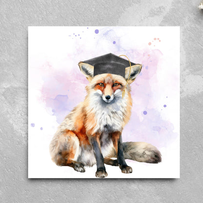 Graduation Card, Lucky the Fox Congratulations Card for University Graduates, Card for Him, Card for Her, Fox Lover, Choice of Colours