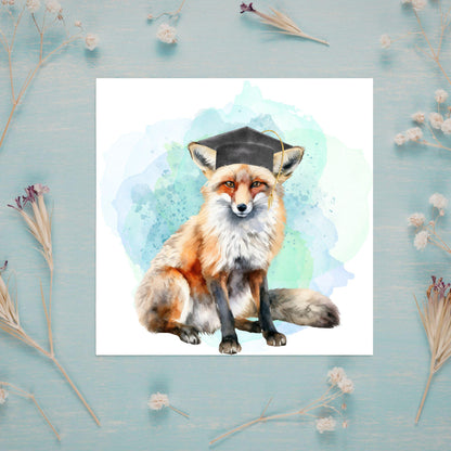 Graduation Card, Lucky the Fox Congratulations Card for University Graduates, Card for Him, Card for Her, Fox Lover, Choice of Colours