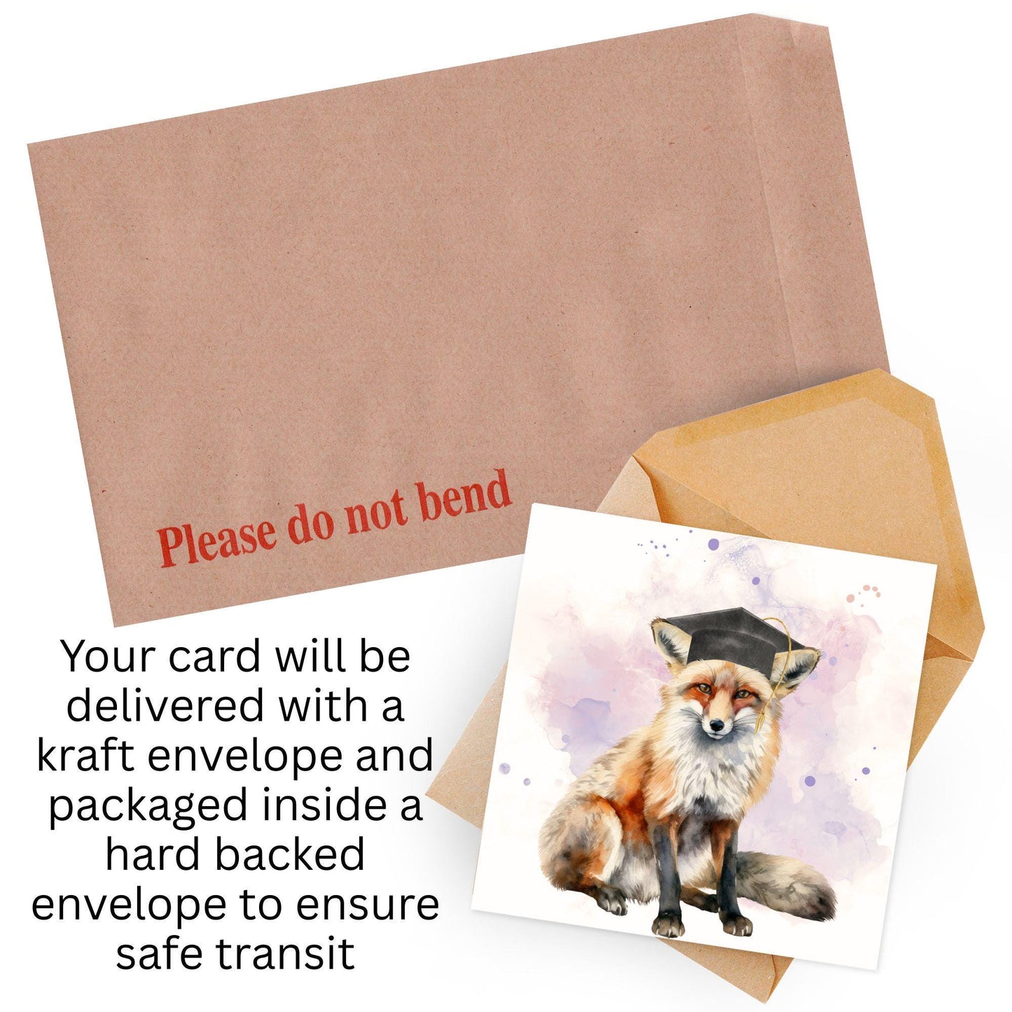 Graduation Card, Lucky the Fox Congratulations Card for University Graduates, Card for Him, Card for Her, Fox Lover, Choice of Colours