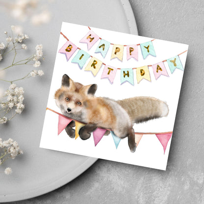 Fox Birthday Card, Cute Card for Fox Lovers, British Wildlife, Watercolour Fox, Birthday Card for Her, For Him
