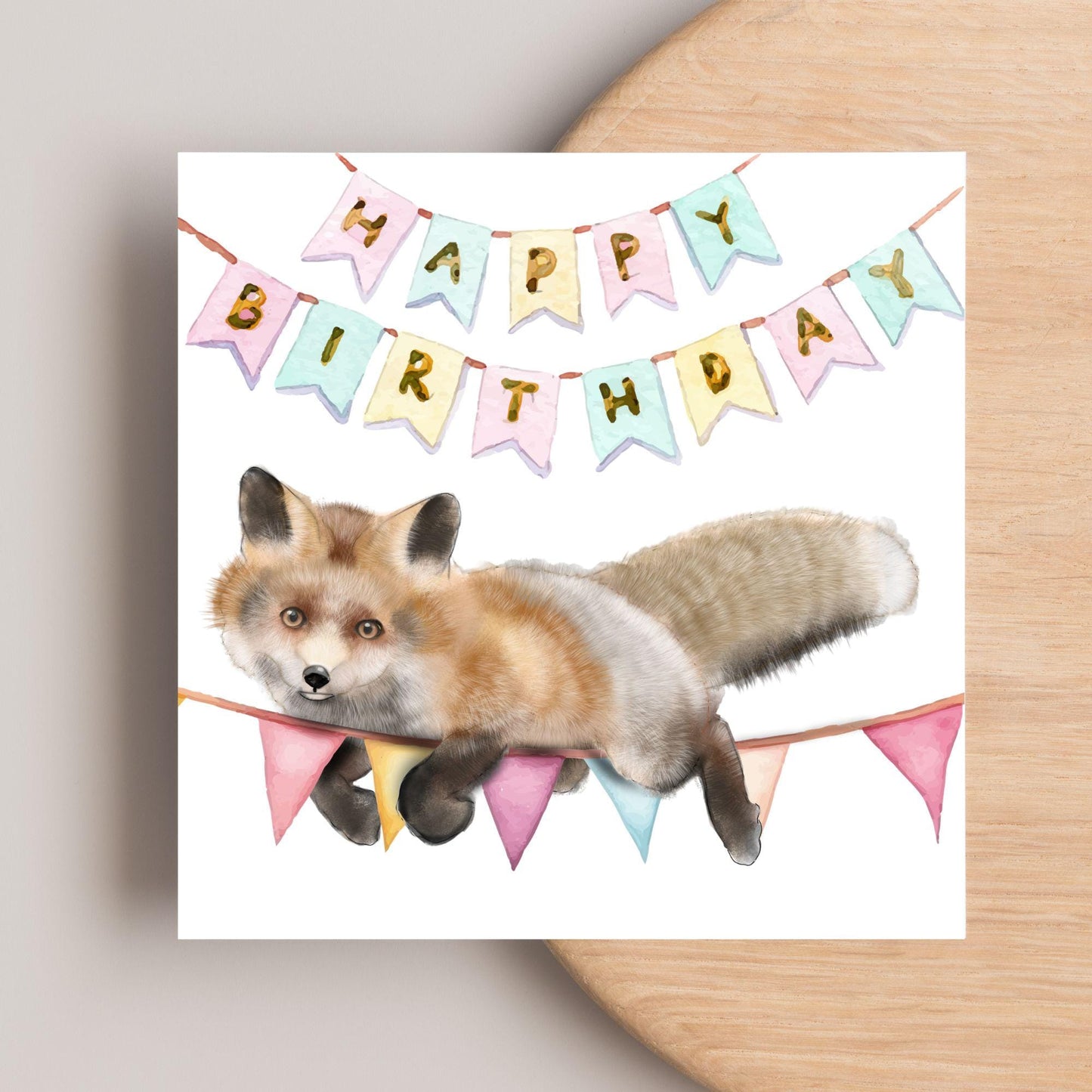 Fox Birthday Card, Cute Card for Fox Lovers, British Wildlife, Watercolour Fox, Birthday Card for Her, For Him