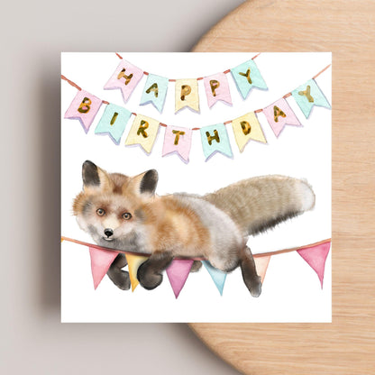 Fox Birthday Card, Cute Card for Fox Lovers, British Wildlife, Watercolour Fox, Birthday Card for Her, For Him