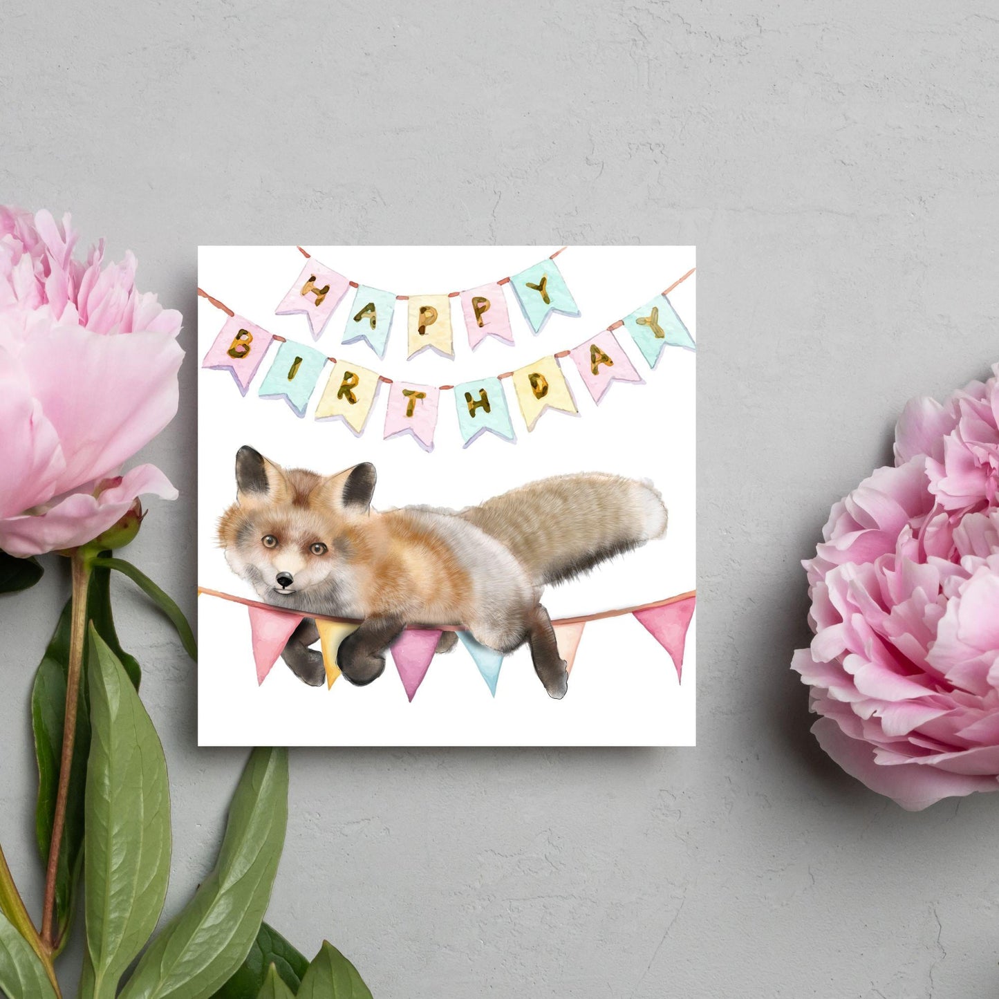 Fox Birthday Card, Cute Card for Fox Lovers, British Wildlife, Watercolour Fox, Birthday Card for Her, For Him