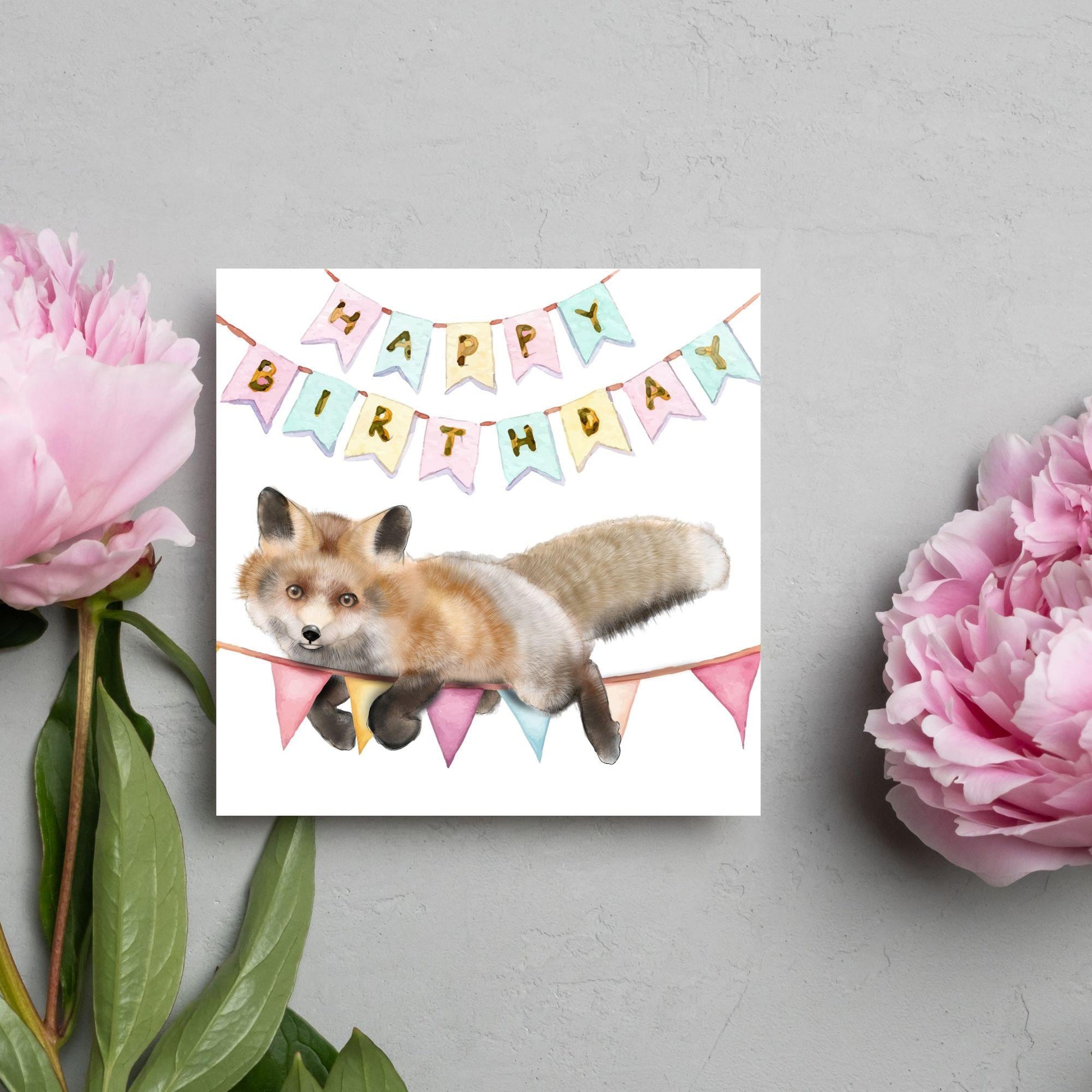 Fox Birthday Card, Cute Card for Fox Lovers, British Wildlife, Watercolour Fox, Birthday Card for Her, For Him