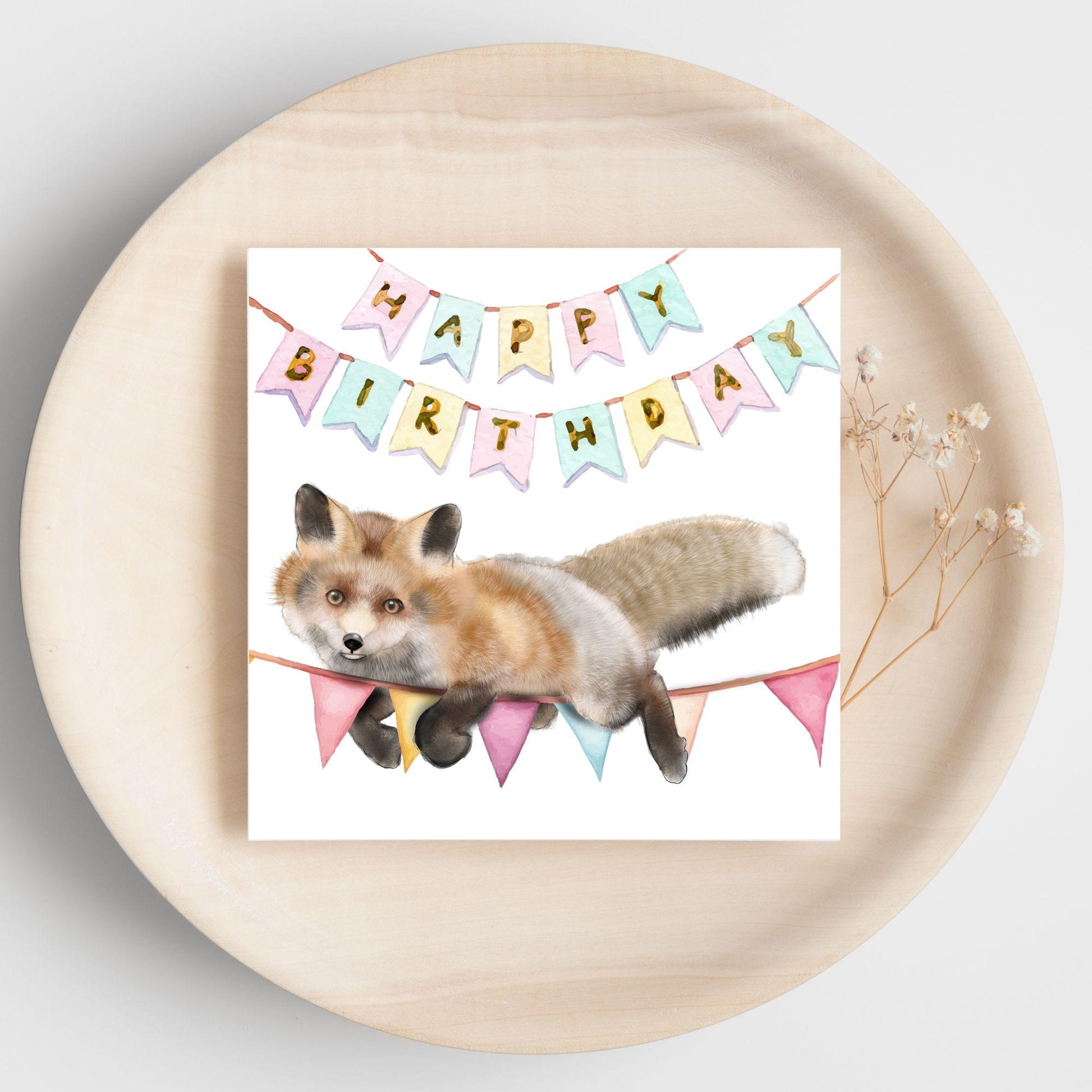 Fox Birthday Card, Cute Card for Fox Lovers, British Wildlife, Watercolour Fox, Birthday Card for Her, For Him