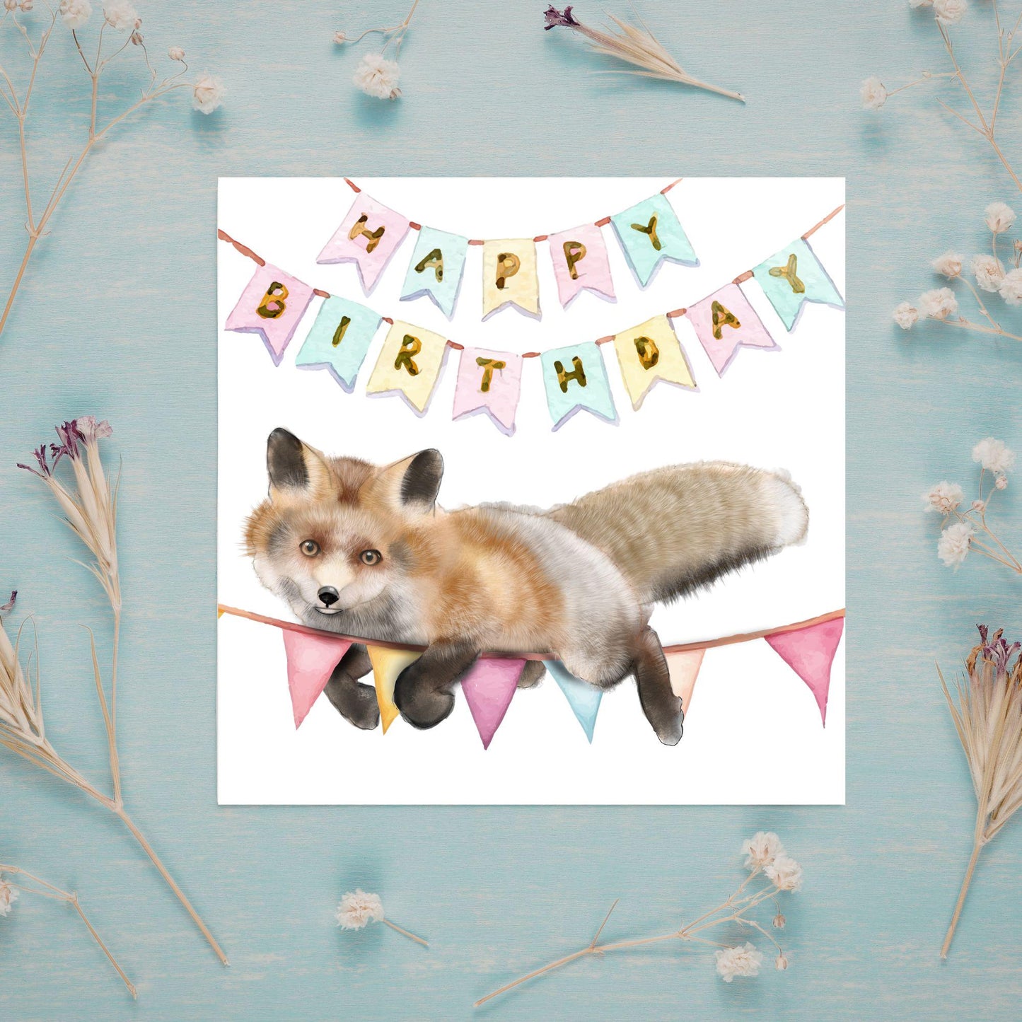 Fox Birthday Card, Cute Card for Fox Lovers, British Wildlife, Watercolour Fox, Birthday Card for Her, For Him