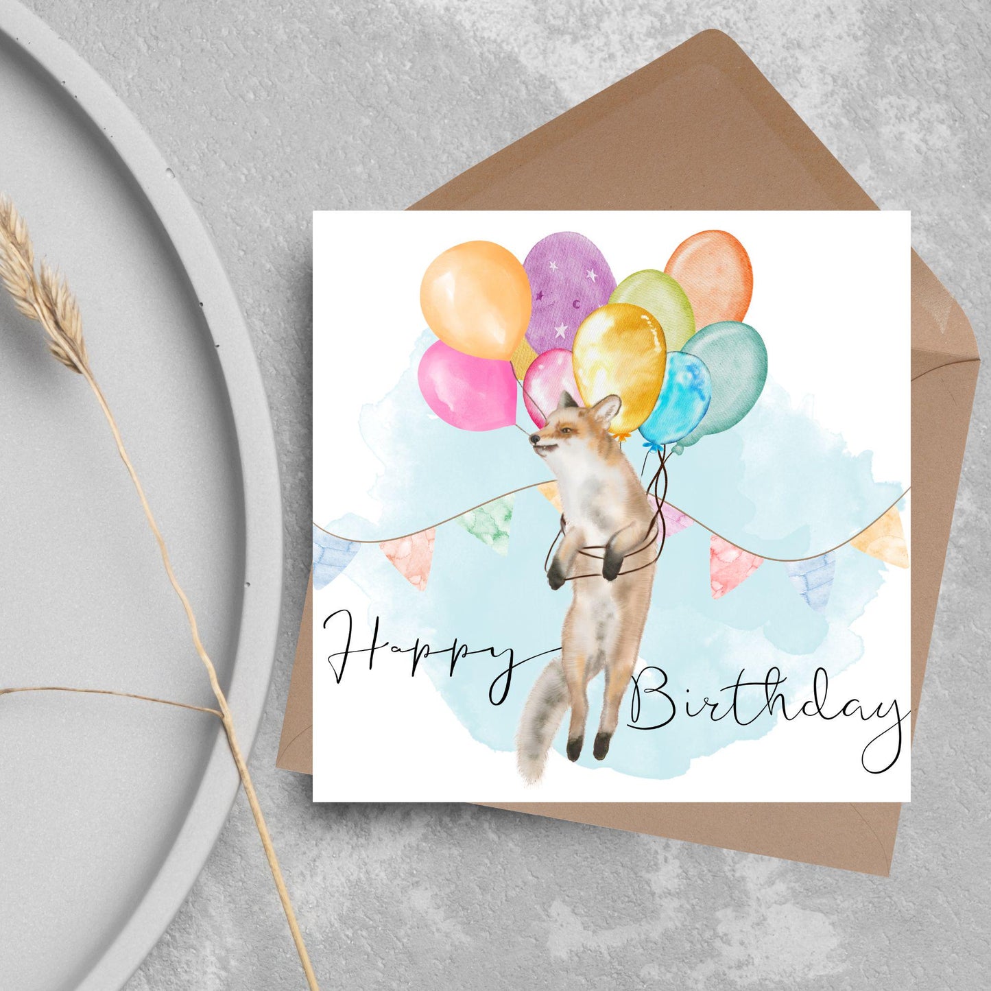Fox Birthday Card, Cute Card for Fox Lovers, British Wildlife, Watercolour Fox, Birthday Card for Her, For Him