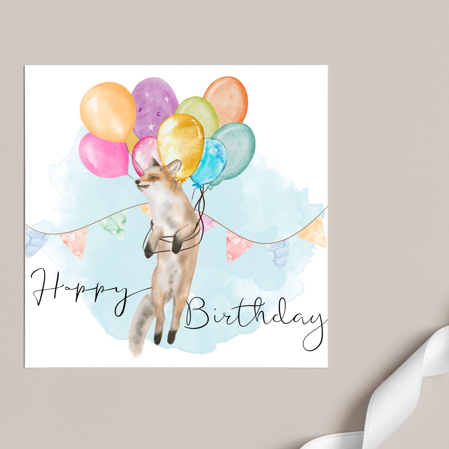 Fox Birthday Card, Cute Card for Fox Lovers, British Wildlife, Watercolour Fox, Birthday Card for Her, For Him