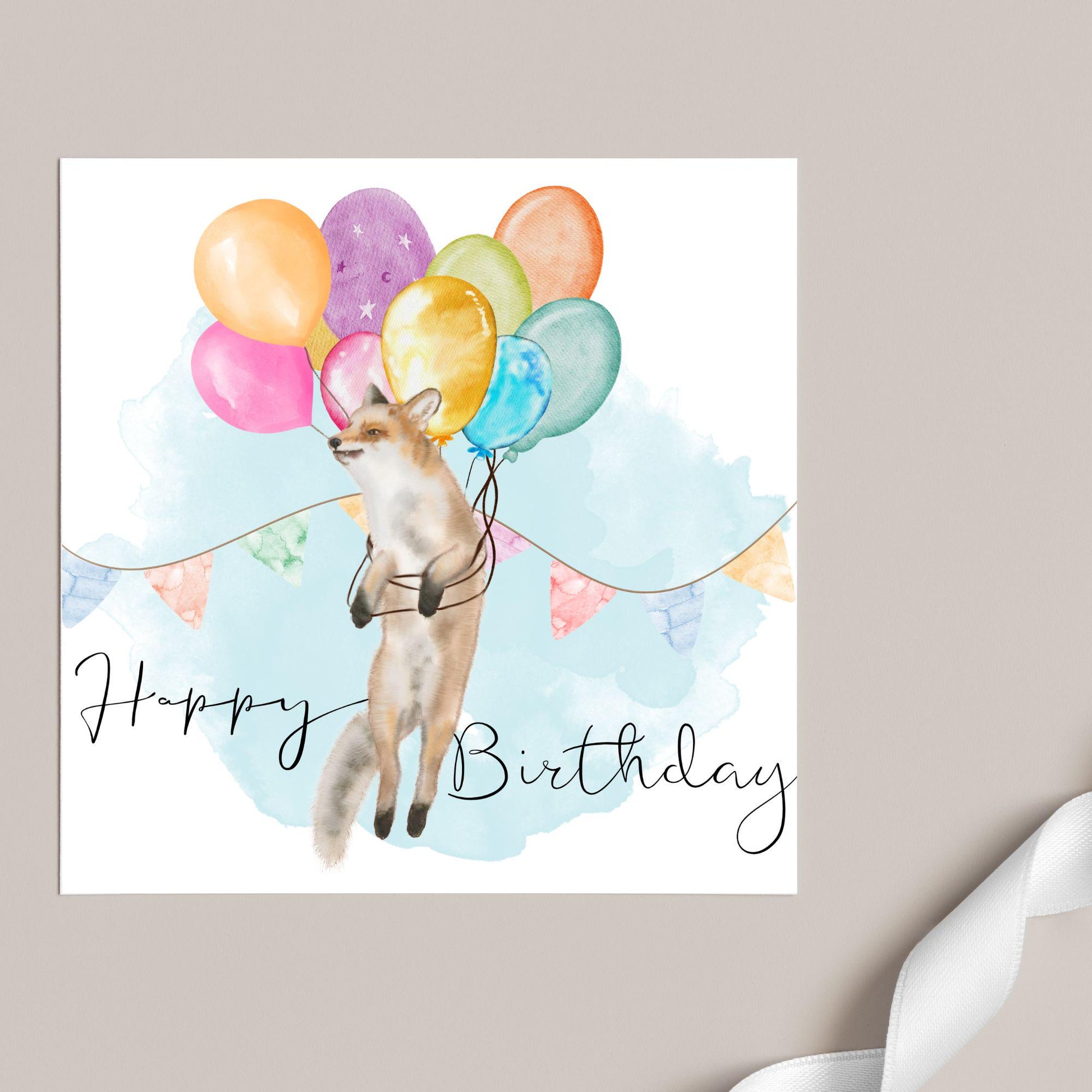 Fox Birthday Card, Cute Card for Fox Lovers, British Wildlife, Watercolour Fox, Birthday Card for Her, For Him