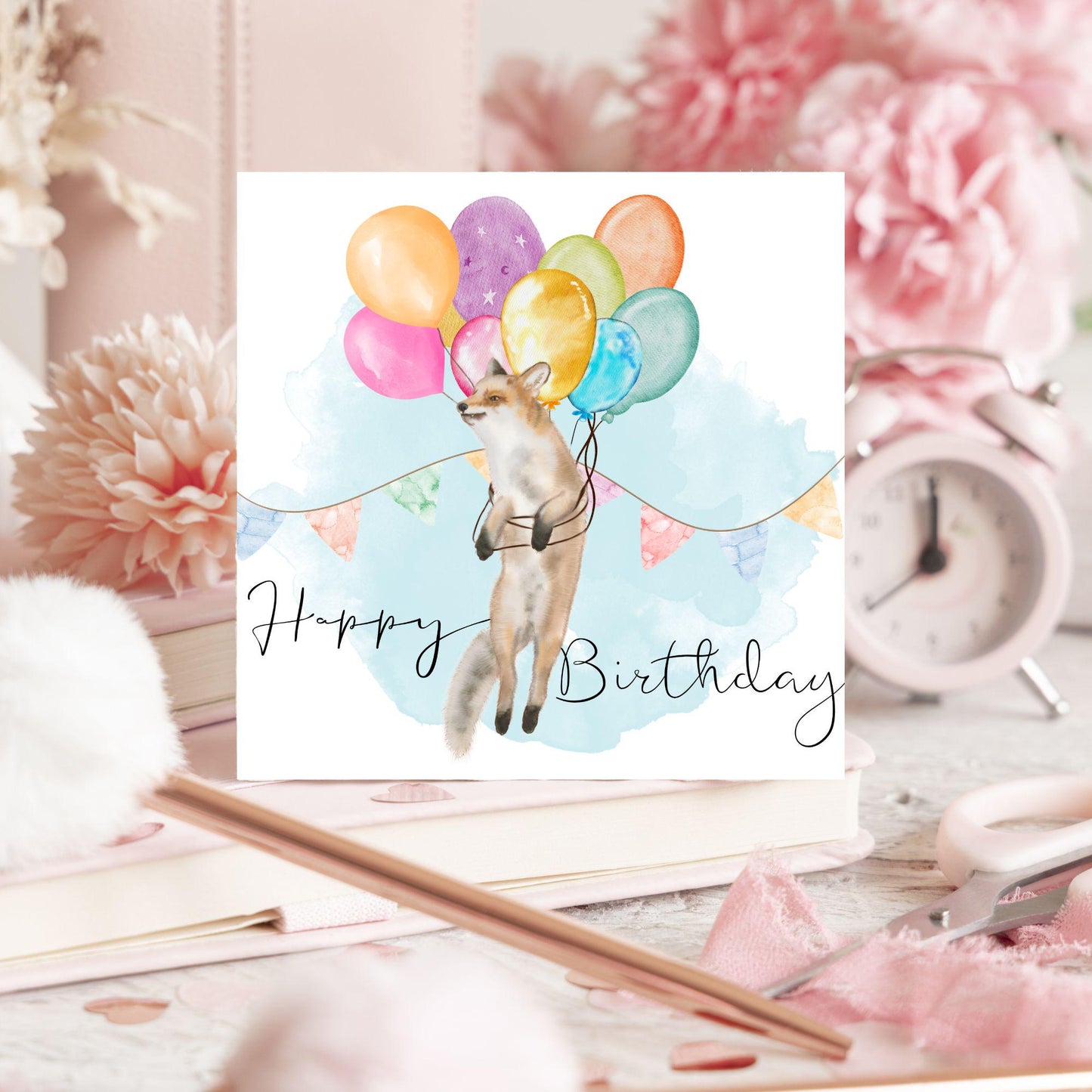 Fox Birthday Card, Cute Card for Fox Lovers, British Wildlife, Watercolour Fox, Birthday Card for Her, For Him