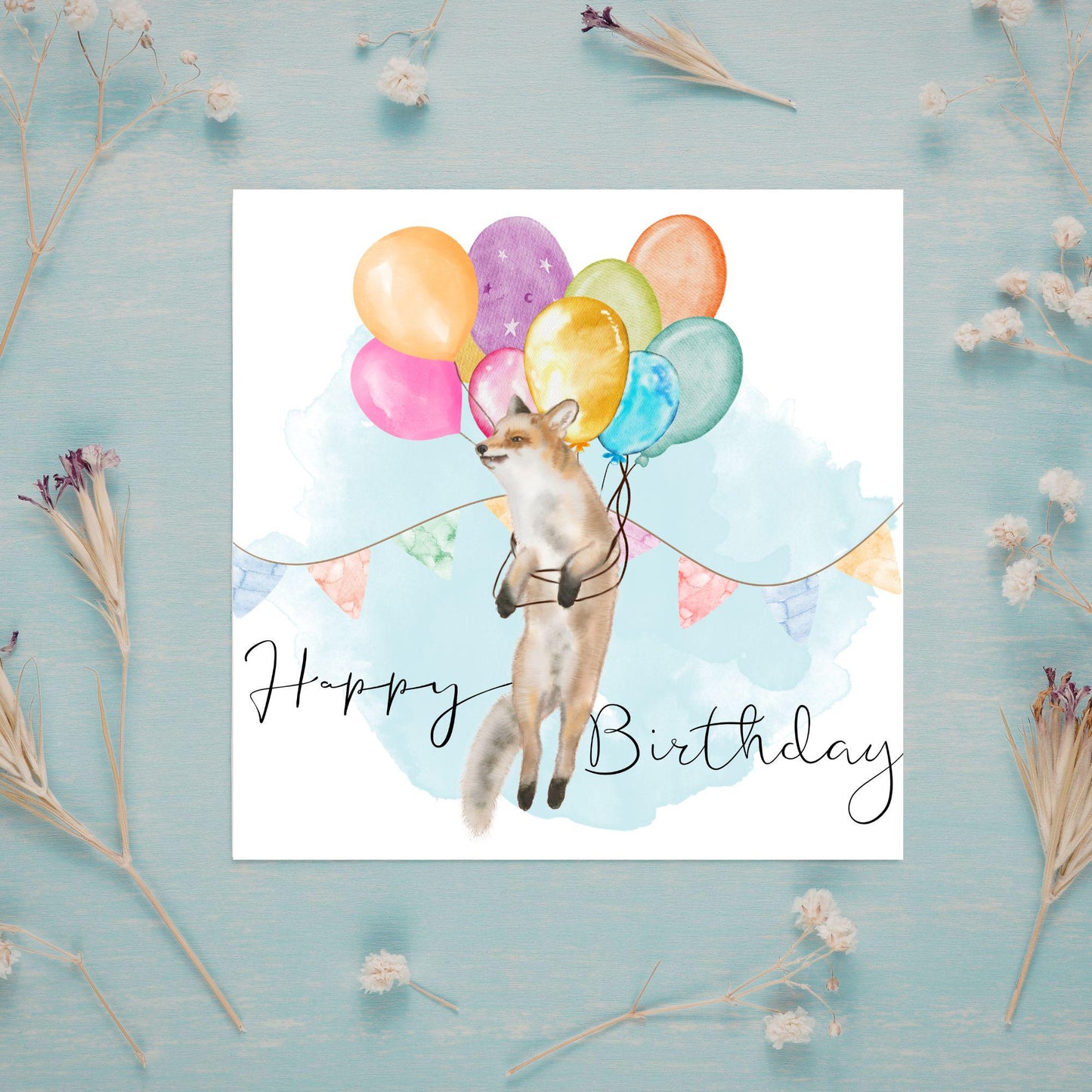 Fox Birthday Card, Cute Card for Fox Lovers, British Wildlife, Watercolour Fox, Birthday Card for Her, For Him