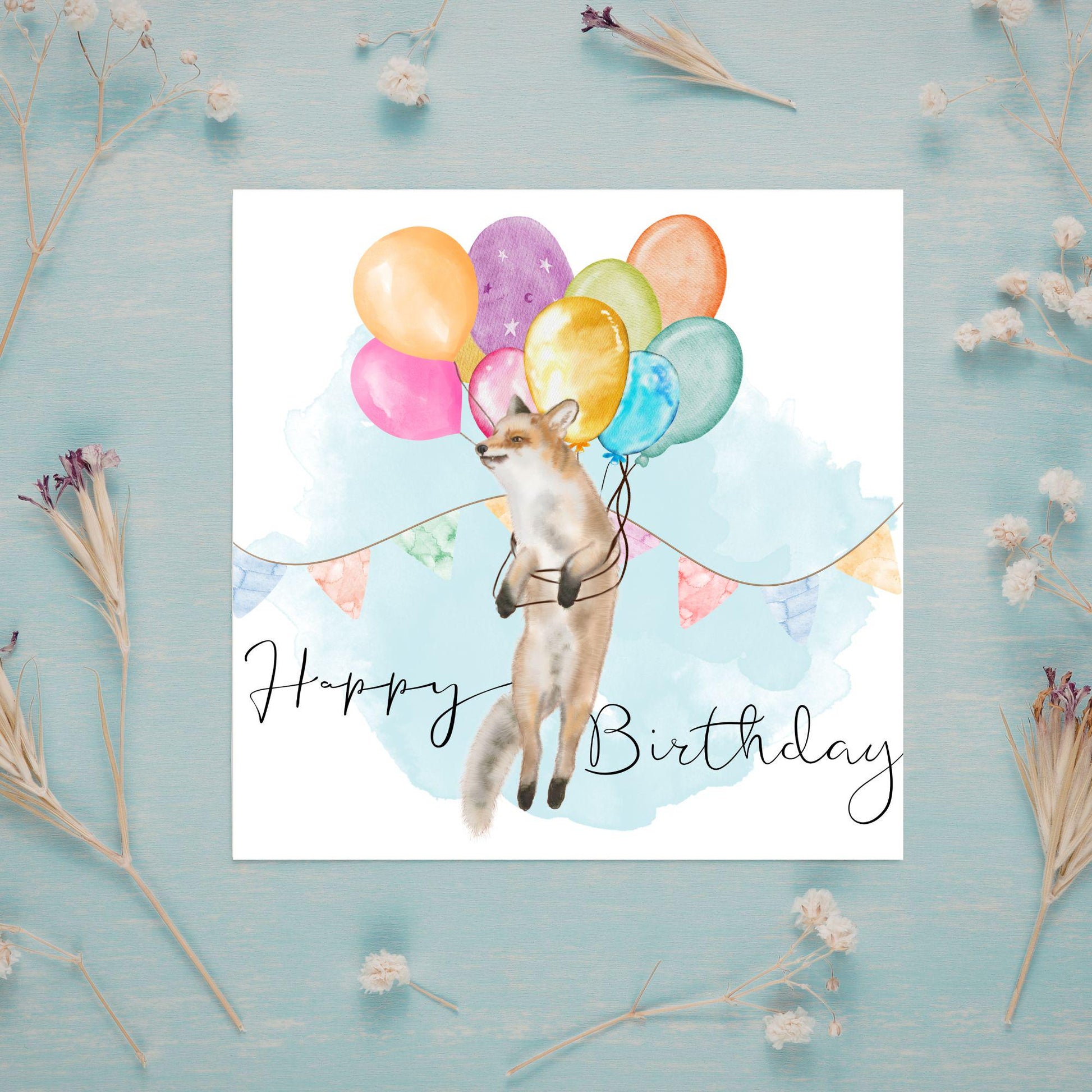 Fox Birthday Card, Cute Card for Fox Lovers, British Wildlife, Watercolour Fox, Birthday Card for Her, For Him