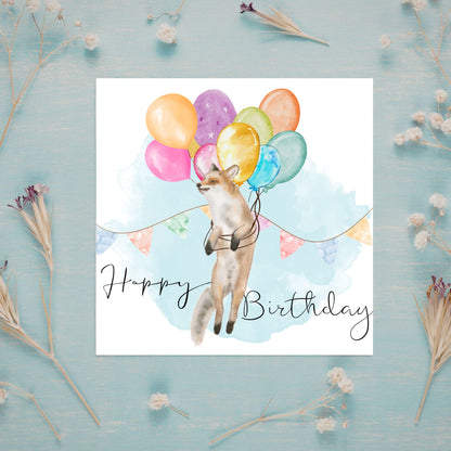 Fox Birthday Card, Cute Card for Fox Lovers, British Wildlife, Watercolour Fox, Birthday Card for Her, For Him