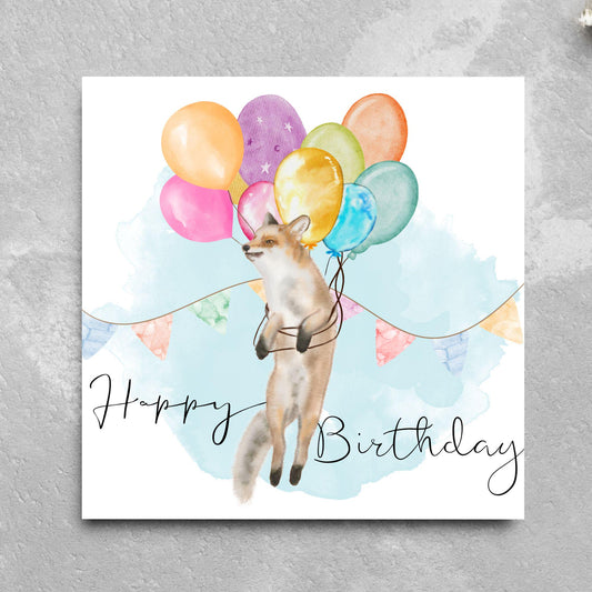 Fox Birthday Card, Cute Card for Fox Lovers, British Wildlife, Watercolour Fox, Birthday Card for Her, For Him