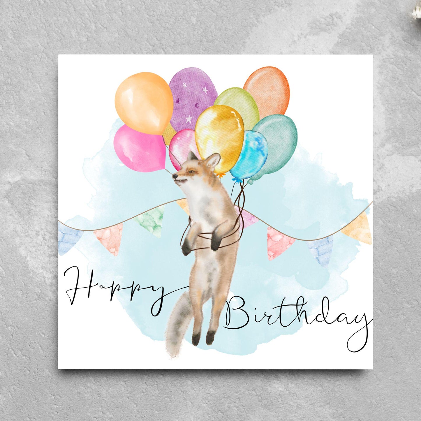 Fox Birthday Card, Cute Card for Fox Lovers, British Wildlife, Watercolour Fox, Birthday Card for Her, For Him