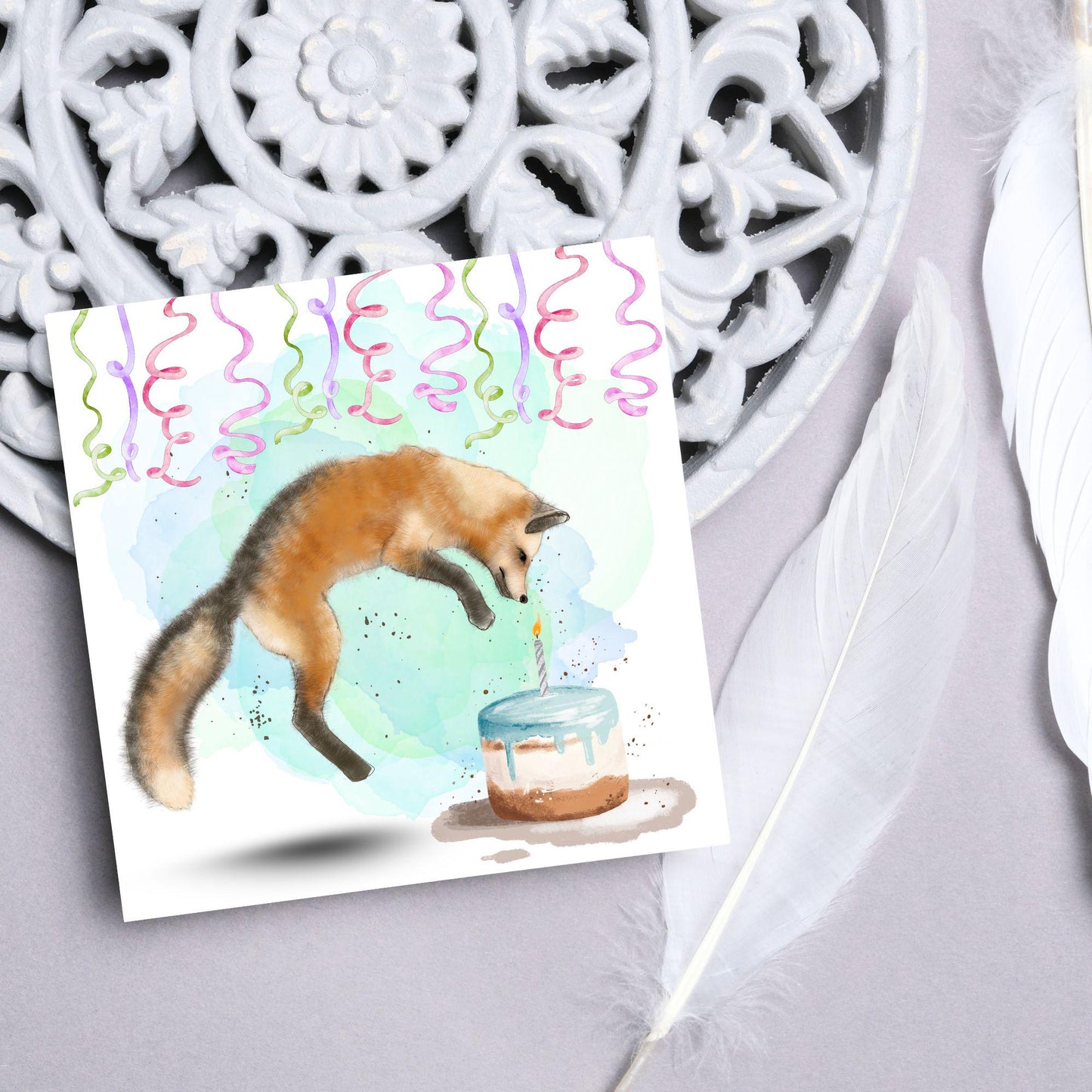 Fox Birthday Card, Cute Card for Fox Lovers, British Wildlife, Watercolour Fox, Birthday Card for Her, For Him