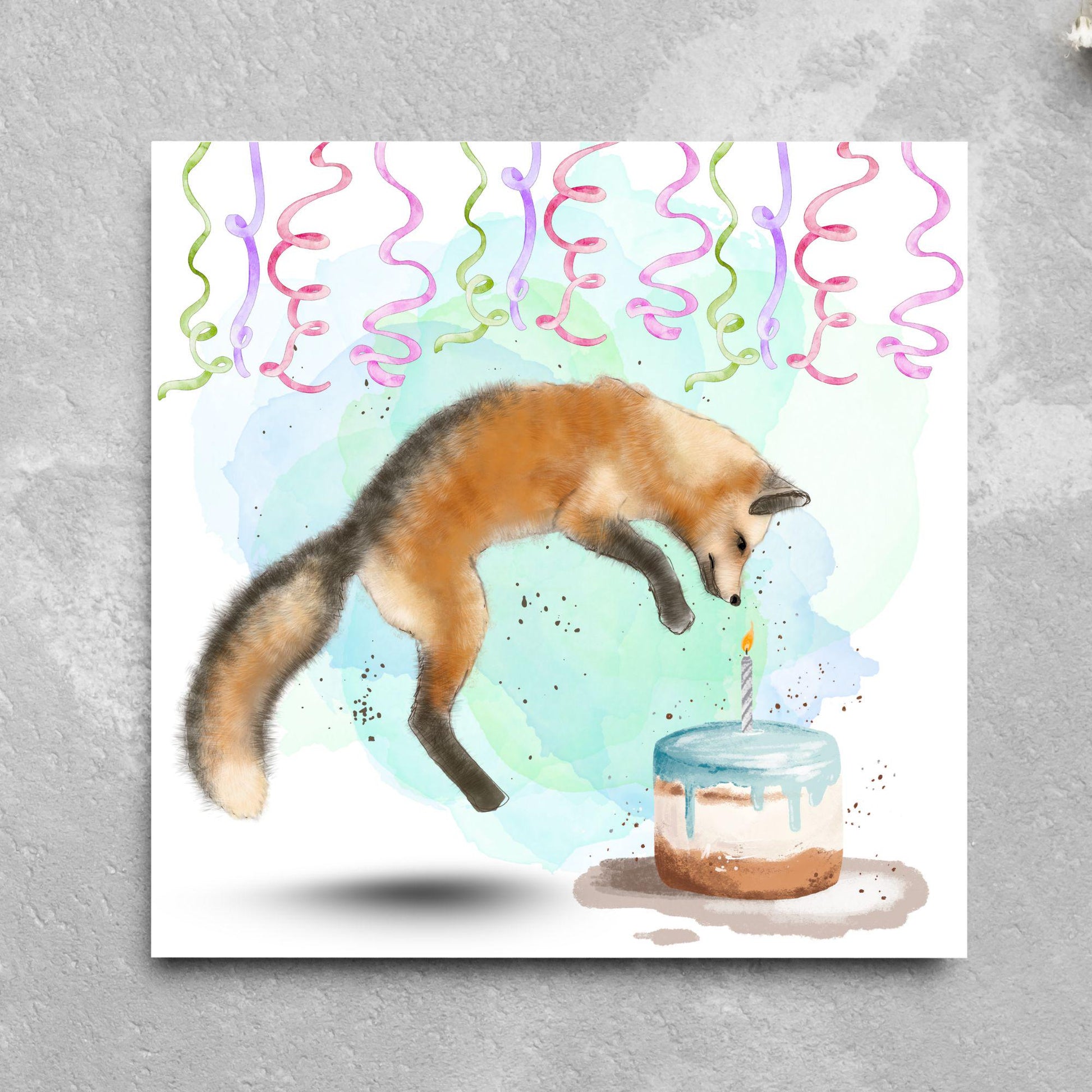 Fox Birthday Card, Cute Card for Fox Lovers, British Wildlife, Watercolour Fox, Birthday Card for Her, For Him
