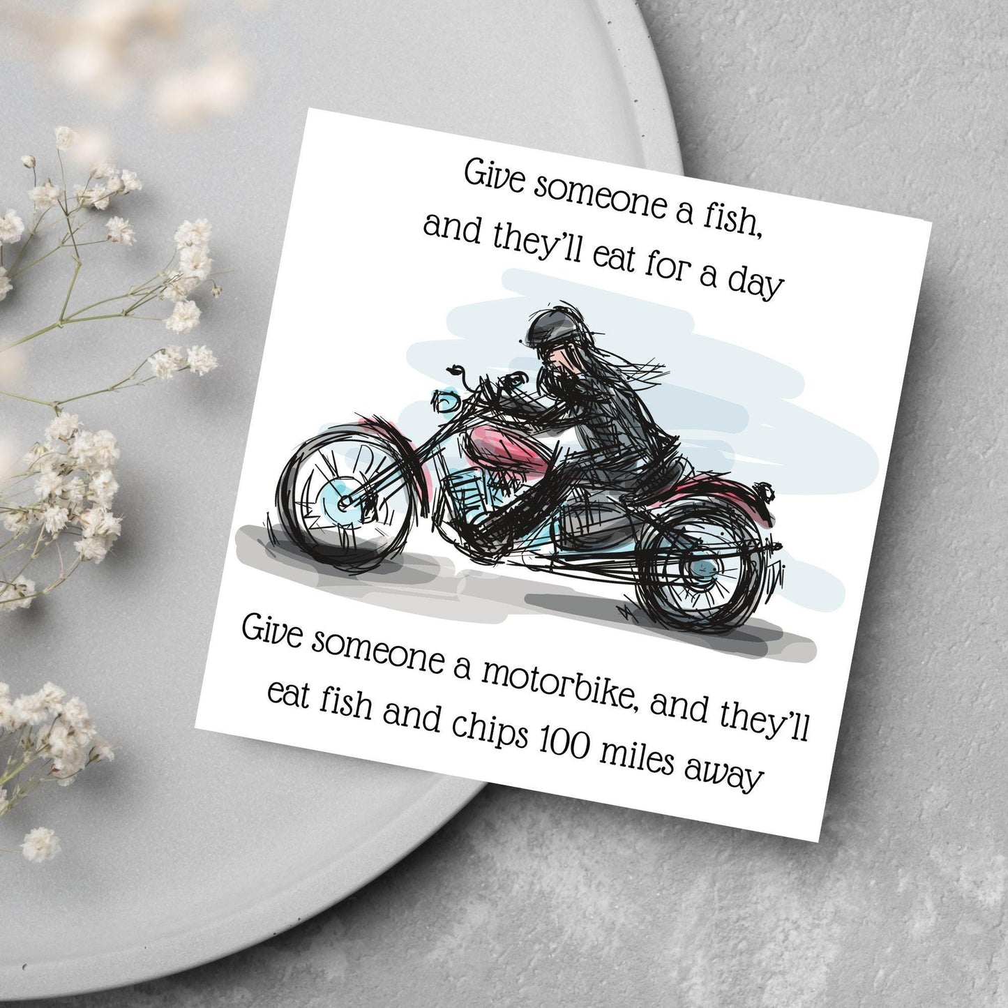 Motorbike Card for Any Occasion, Biker Card, Funny Card, Birthday Card, Any Occasion Card, Blank Card