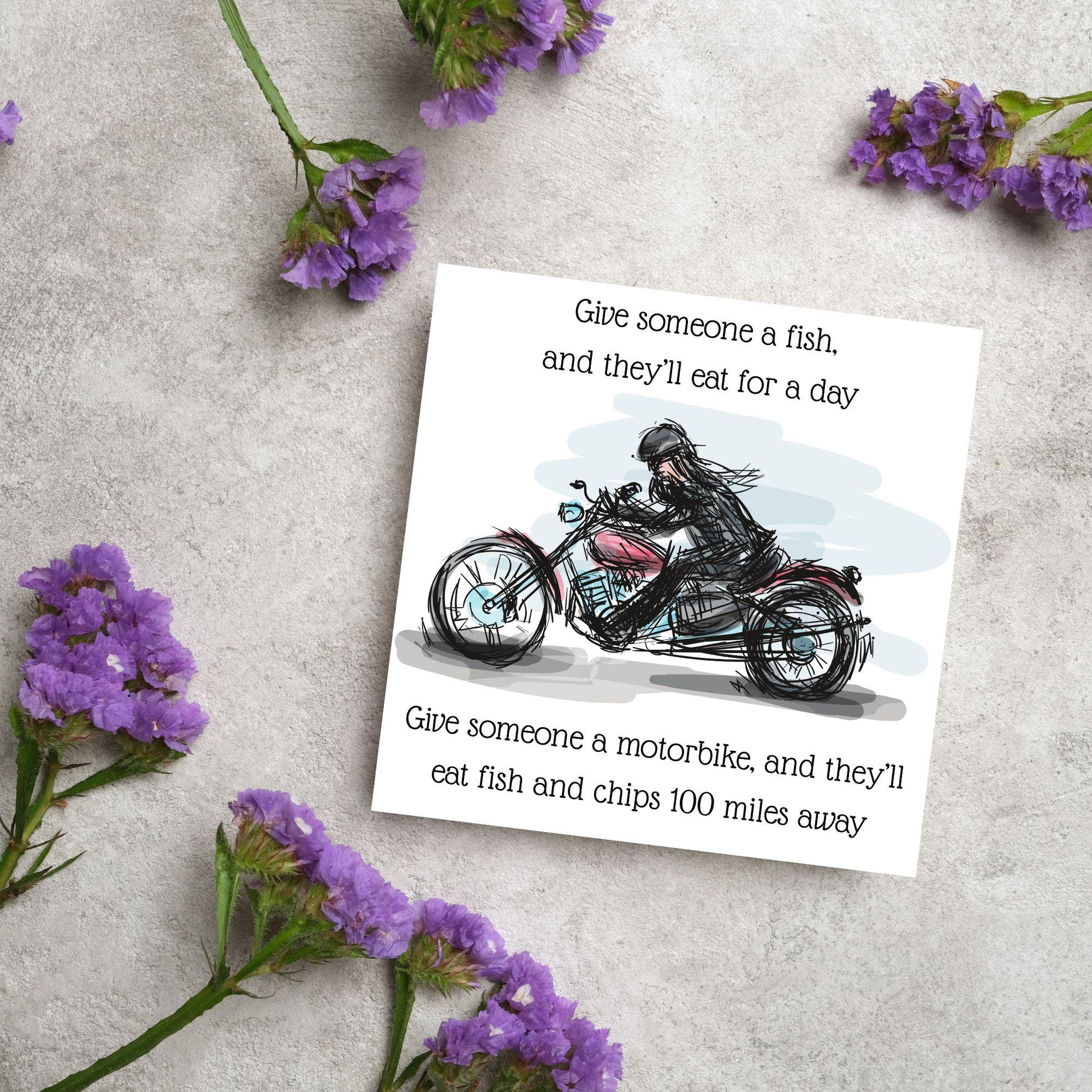 Motorbike Card for Any Occasion, Biker Card, Funny Card, Birthday Card, Any Occasion Card, Blank Card