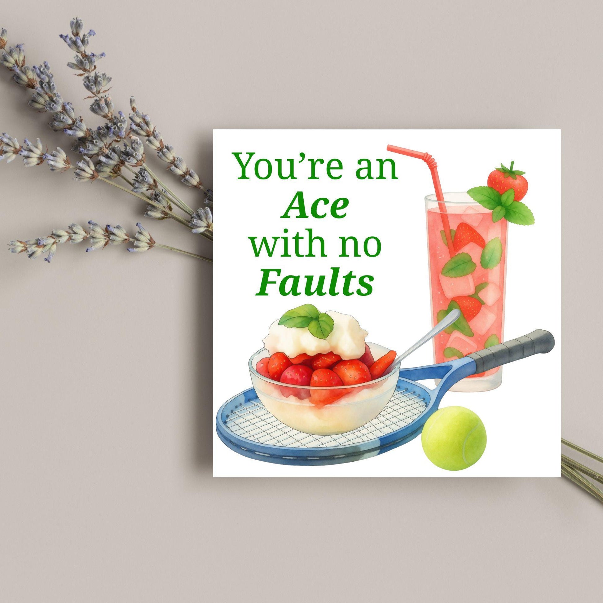 Tennis Card, Ace Birthday Card, Tennis Congratulations Card, Tennis Love Card, Tennis Pun Any Occasion Card, Sports Congrats, Wimbledon