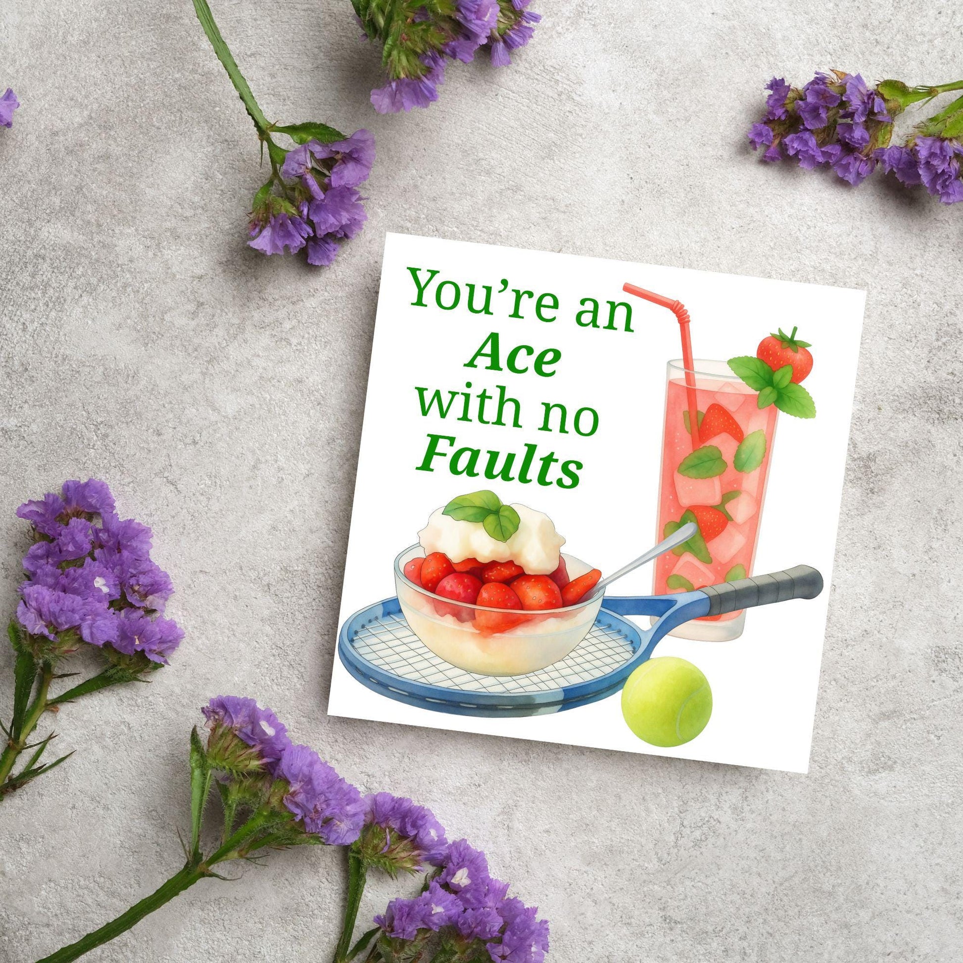 Tennis Card, Ace Birthday Card, Tennis Congratulations Card, Tennis Love Card, Tennis Pun Any Occasion Card, Sports Congrats, Wimbledon