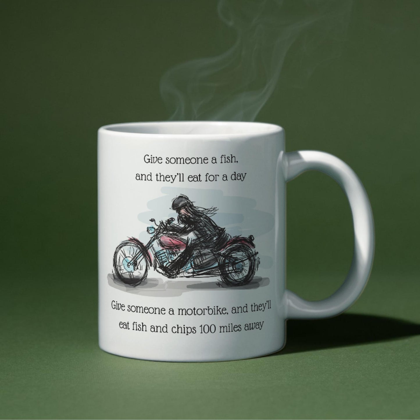 Motorbike Mug, Biker Gift, Biking Design, Motorcycle Mug - Multi Colour Options