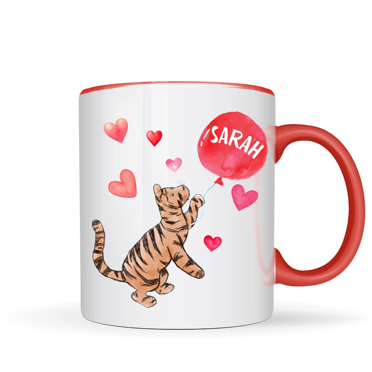 Personalised Tigger Inspired Mug, Cute Name Mug, Tiger Mug, AA Milne, Lovely Gift, Red Mug