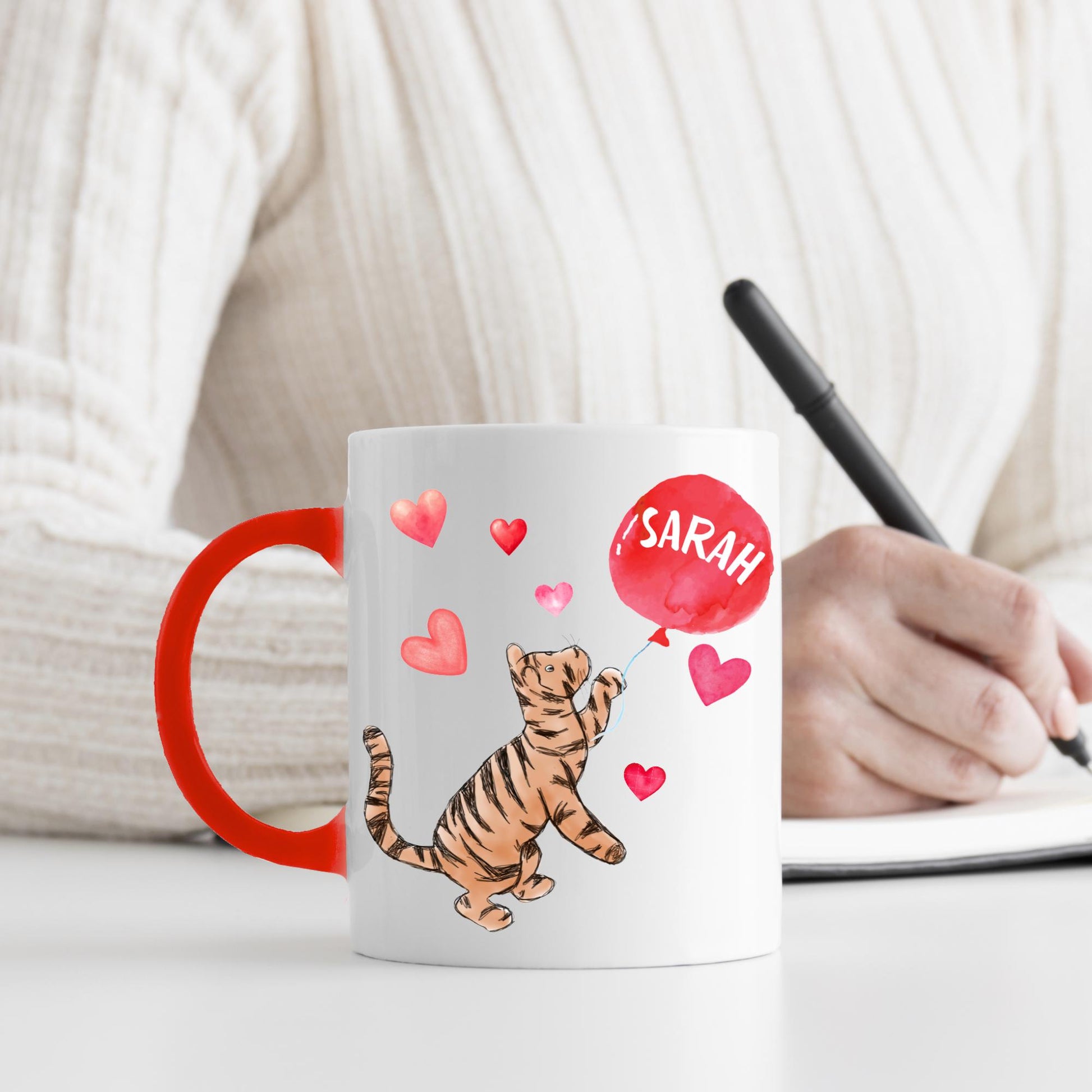 Personalised Tigger Inspired Mug, Cute Name Mug, Tiger Mug, AA Milne, Lovely Gift, Red Mug