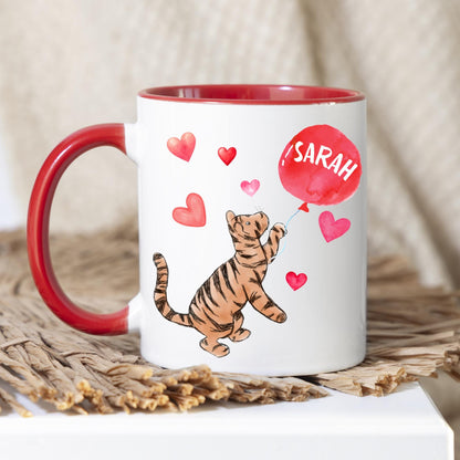 Personalised Tigger Inspired Mug, Cute Name Mug, Tiger Mug, AA Milne, Lovely Gift, Red Mug