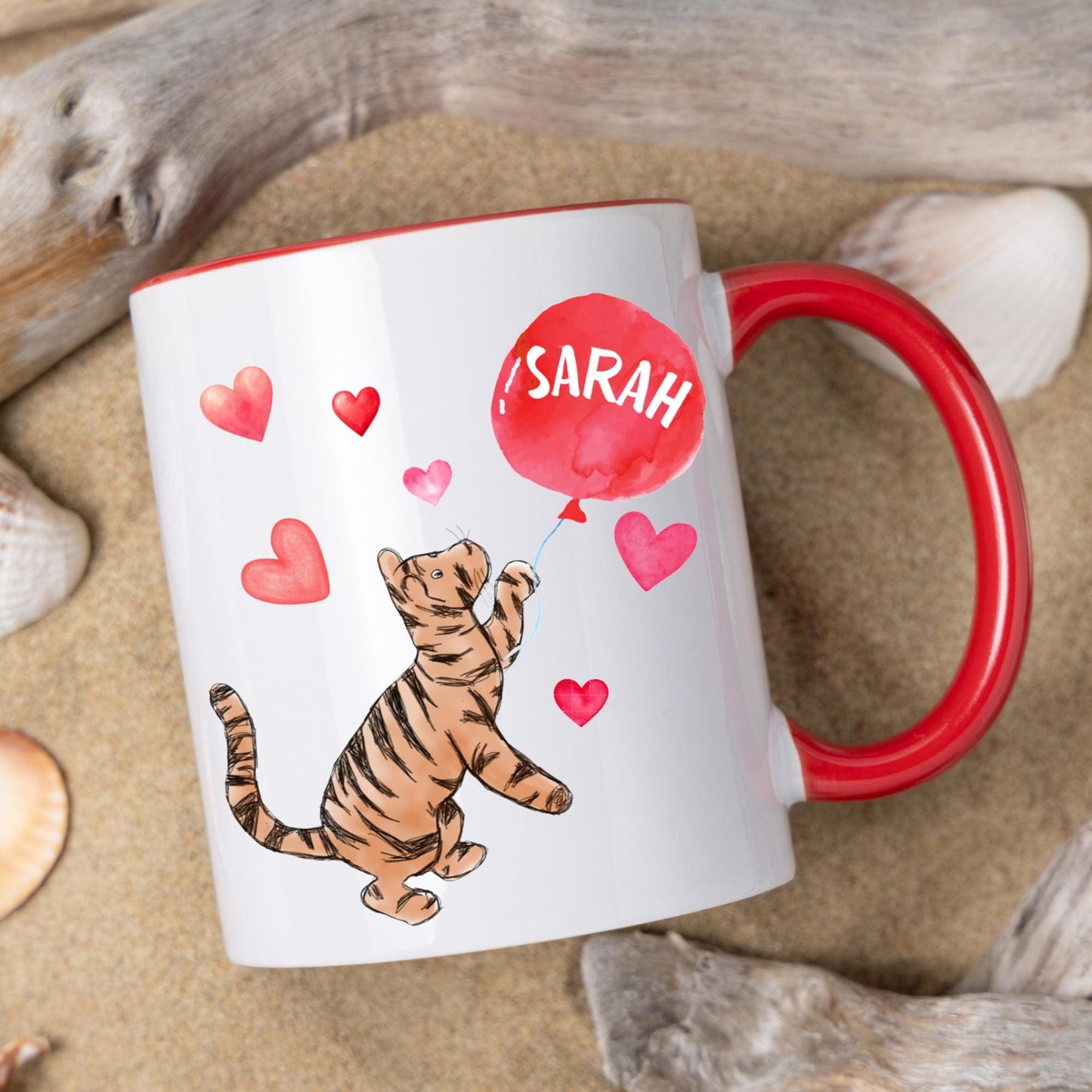Personalised Tigger Inspired Mug, Cute Name Mug, Tiger Mug, AA Milne, Lovely Gift, Red Mug