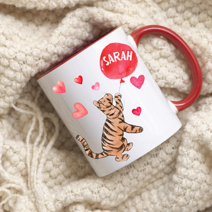 Personalised Tigger Inspired Mug, Cute Name Mug, Tiger Mug, AA Milne, Lovely Gift, Red Mug