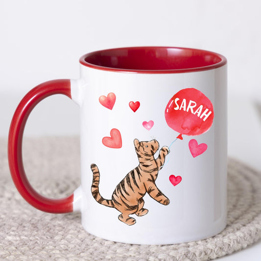 Personalised Tigger Inspired Mug, Cute Name Mug, Tiger Mug, AA Milne, Lovely Gift, Red Mug