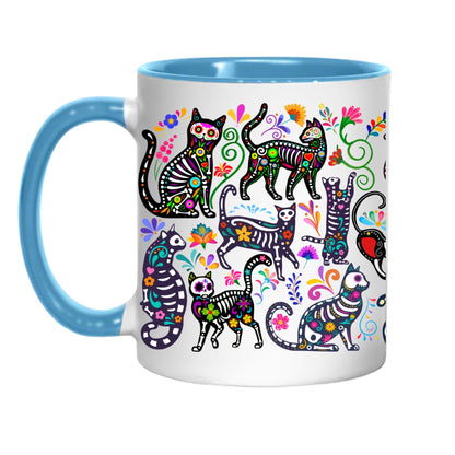 Gothic Cat Mug, Sugar Skull, Cinco De Mayo Cats, Great Gift for Goths, Emo, Multi Mug Colour Options