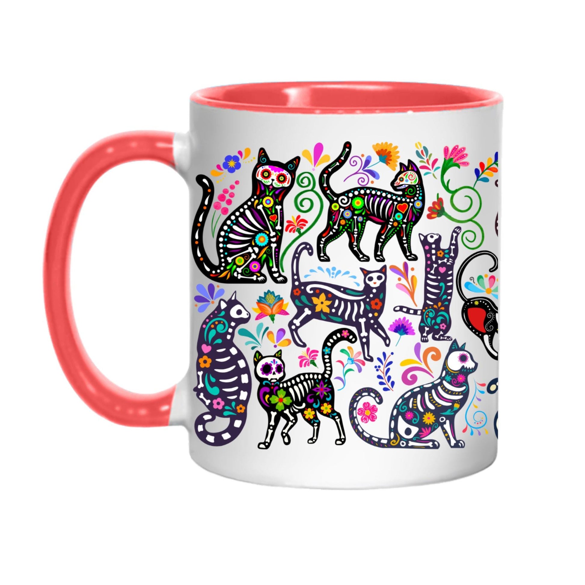 Gothic Cat Mug, Sugar Skull, Cinco De Mayo Cats, Great Gift for Goths, Emo, Multi Mug Colour Options