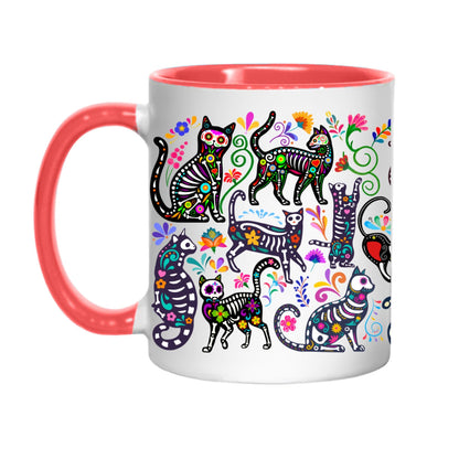 Gothic Cat Mug, Sugar Skull, Cinco De Mayo Cats, Great Gift for Goths, Emo, Multi Mug Colour Options