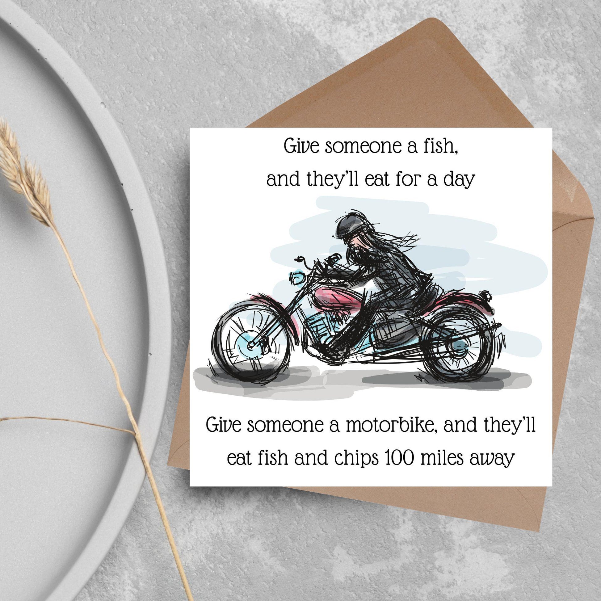 Motorbike Card for Any Occasion, Biker Card, Funny Card, Birthday Card, Any Occasion Card, Blank Card