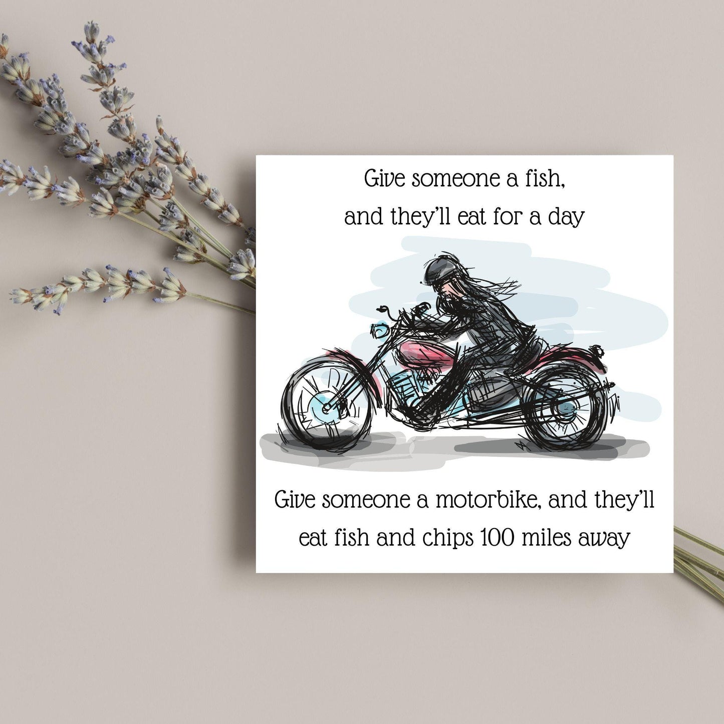 Motorbike Card for Any Occasion, Biker Card, Funny Card, Birthday Card, Any Occasion Card, Blank Card
