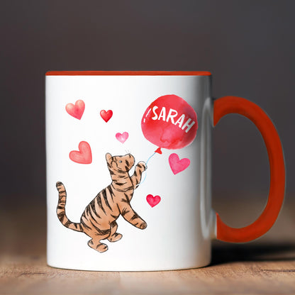 Personalised Tigger Inspired Mug, Cute Name Mug, Tiger Mug, AA Milne, Lovely Gift, Red Mug