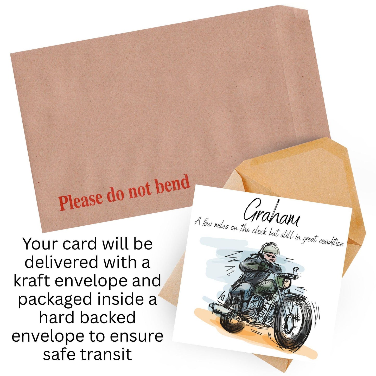 Personalised Motorbike Birthday Card, Biker Card, Funny Card, Birthday Card, Classic Motorcycle, Custom Name Card