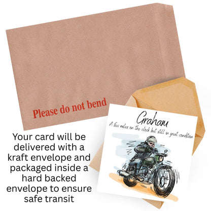 Personalised Motorbike Birthday Card, Biker Card, Funny Card, Birthday Card, Classic Motorcycle, Custom Name Card