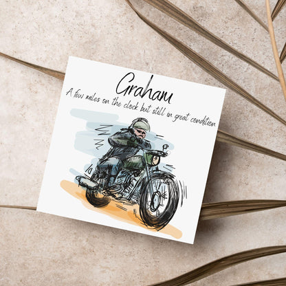 Personalised Motorbike Birthday Card, Biker Card, Funny Card, Birthday Card, Classic Motorcycle, Custom Name Card
