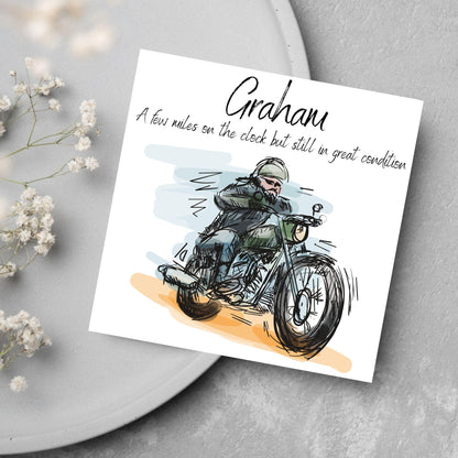 Personalised Motorbike Birthday Card, Biker Card, Funny Card, Birthday Card, Classic Motorcycle, Custom Name Card