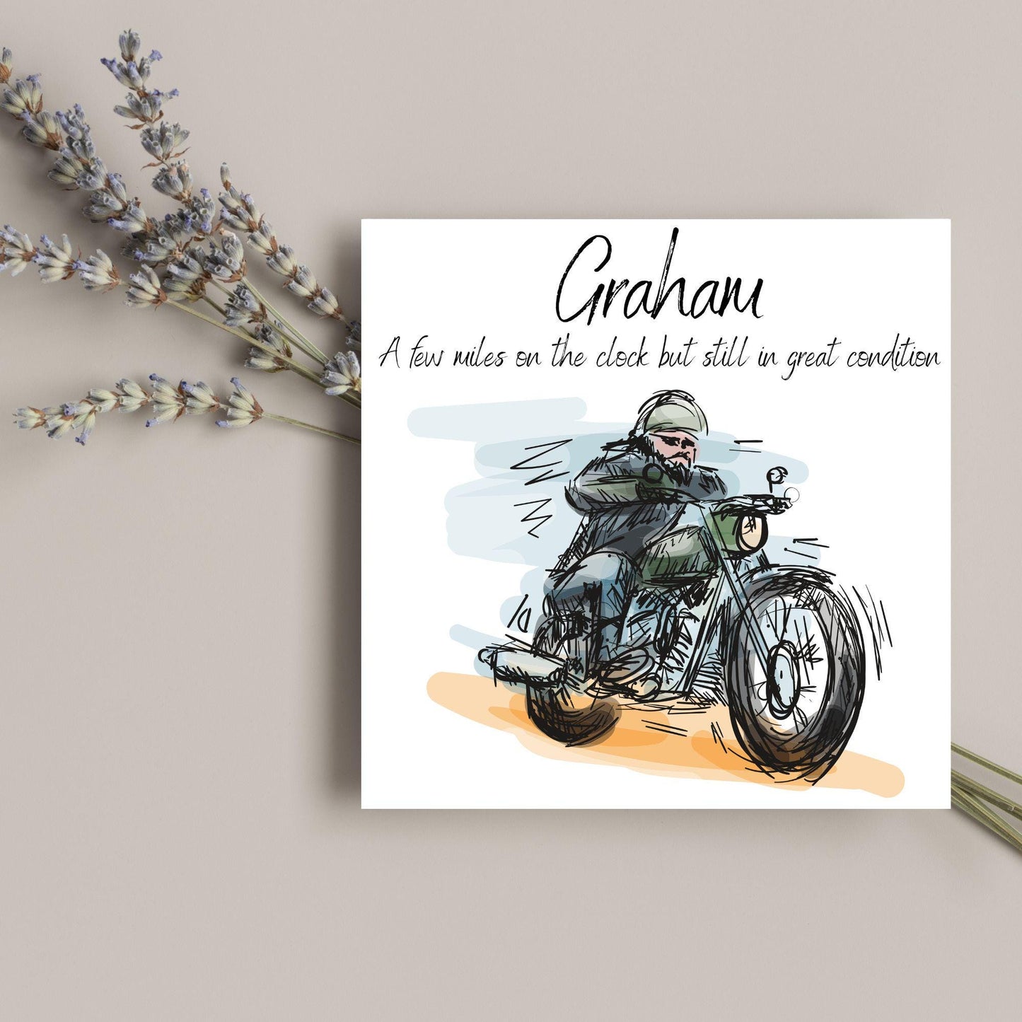 Personalised Motorbike Birthday Card, Biker Card, Funny Card, Birthday Card, Classic Motorcycle, Custom Name Card