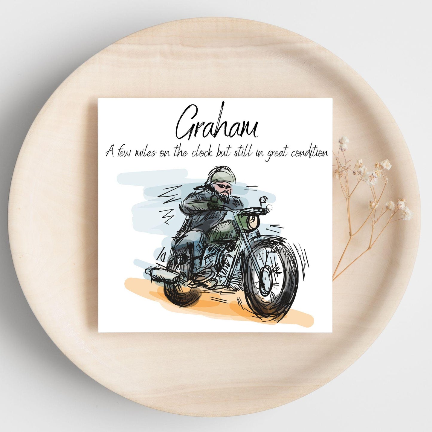 Personalised Motorbike Birthday Card, Biker Card, Funny Card, Birthday Card, Classic Motorcycle, Custom Name Card