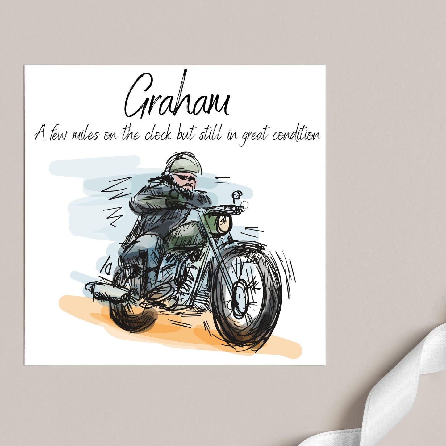 Personalised Motorbike Birthday Card, Biker Card, Funny Card, Birthday Card, Classic Motorcycle, Custom Name Card