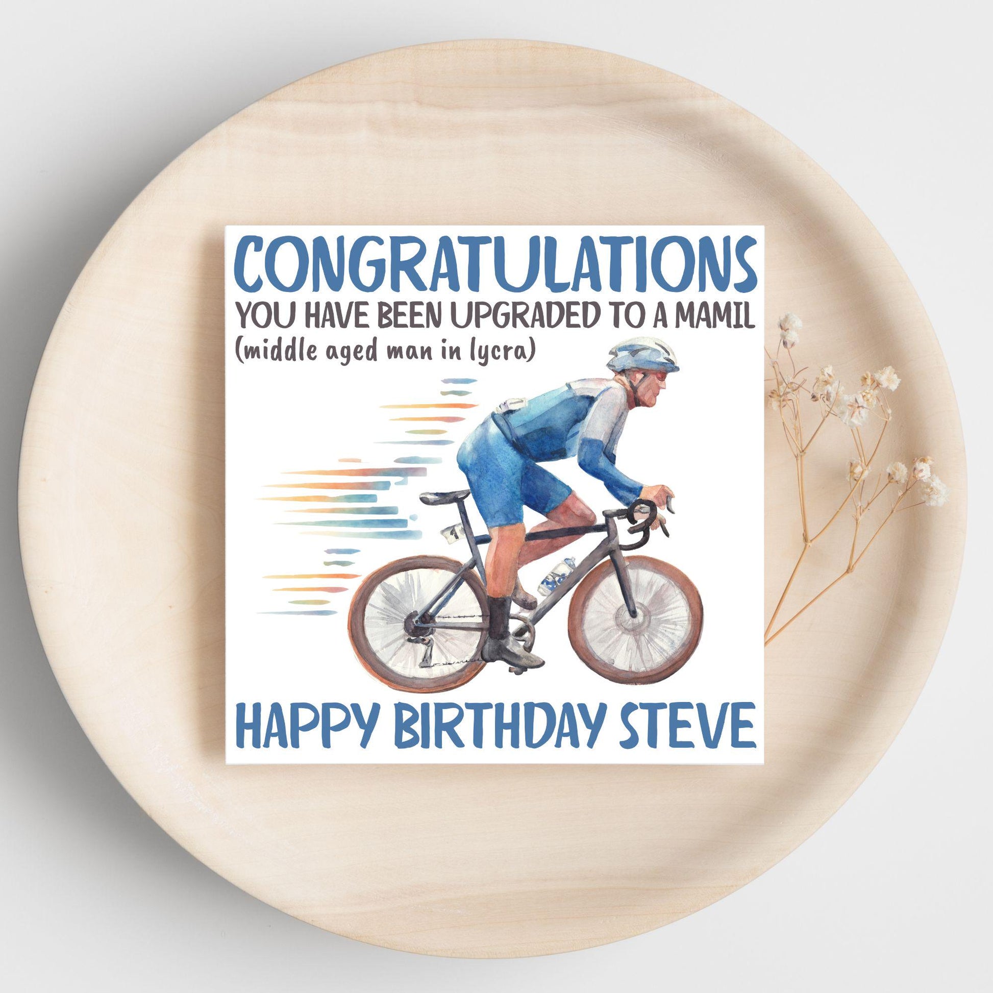Personalised Cycling Birthday Card, MAMIL, Middle Aged Man, Custom Name Card for Dad, For Uncle, For Cyclist