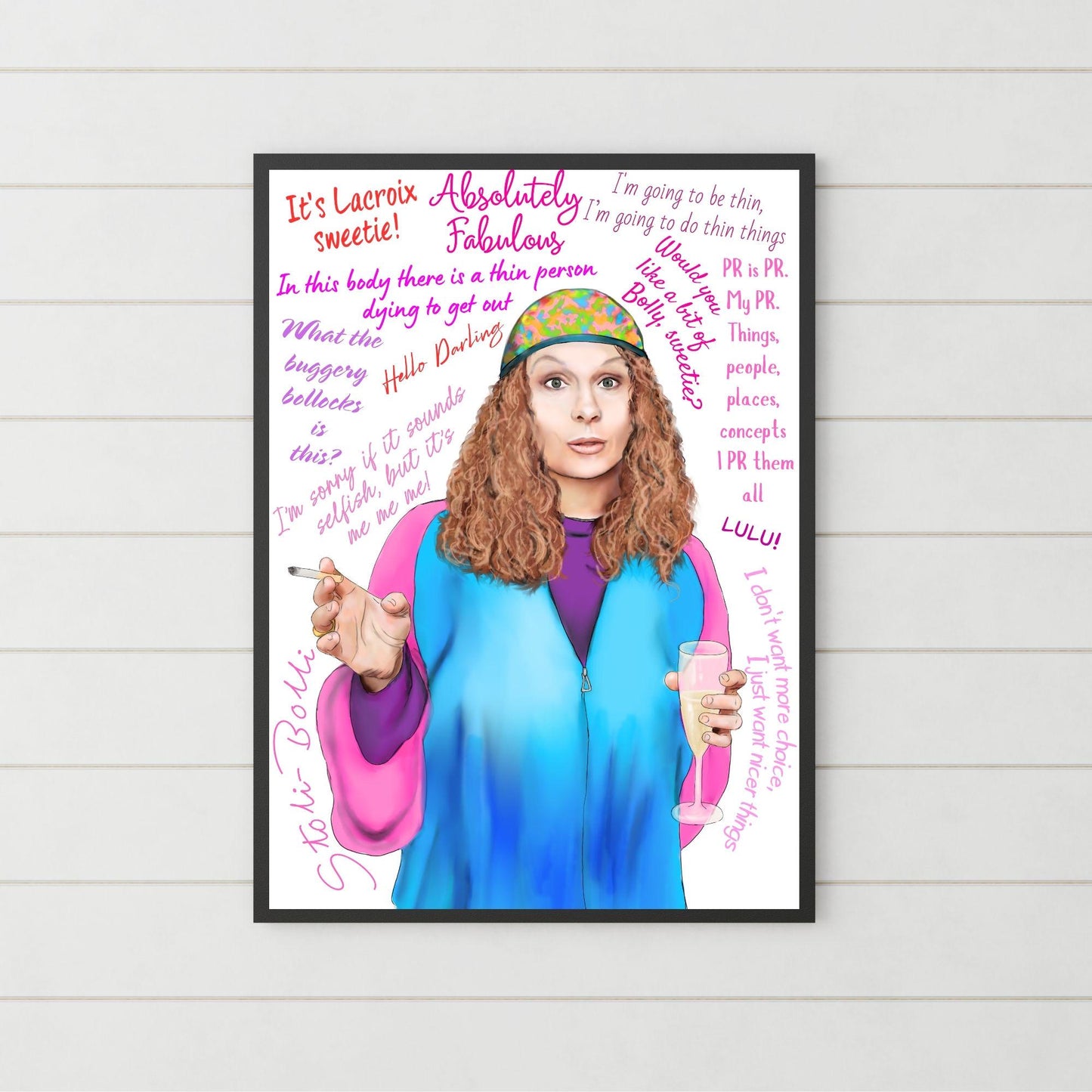Ab Fab Eddie Quotes Poster, Absolutely Fabulous Art Print, Designer Wall Art, A4 High Quality Print