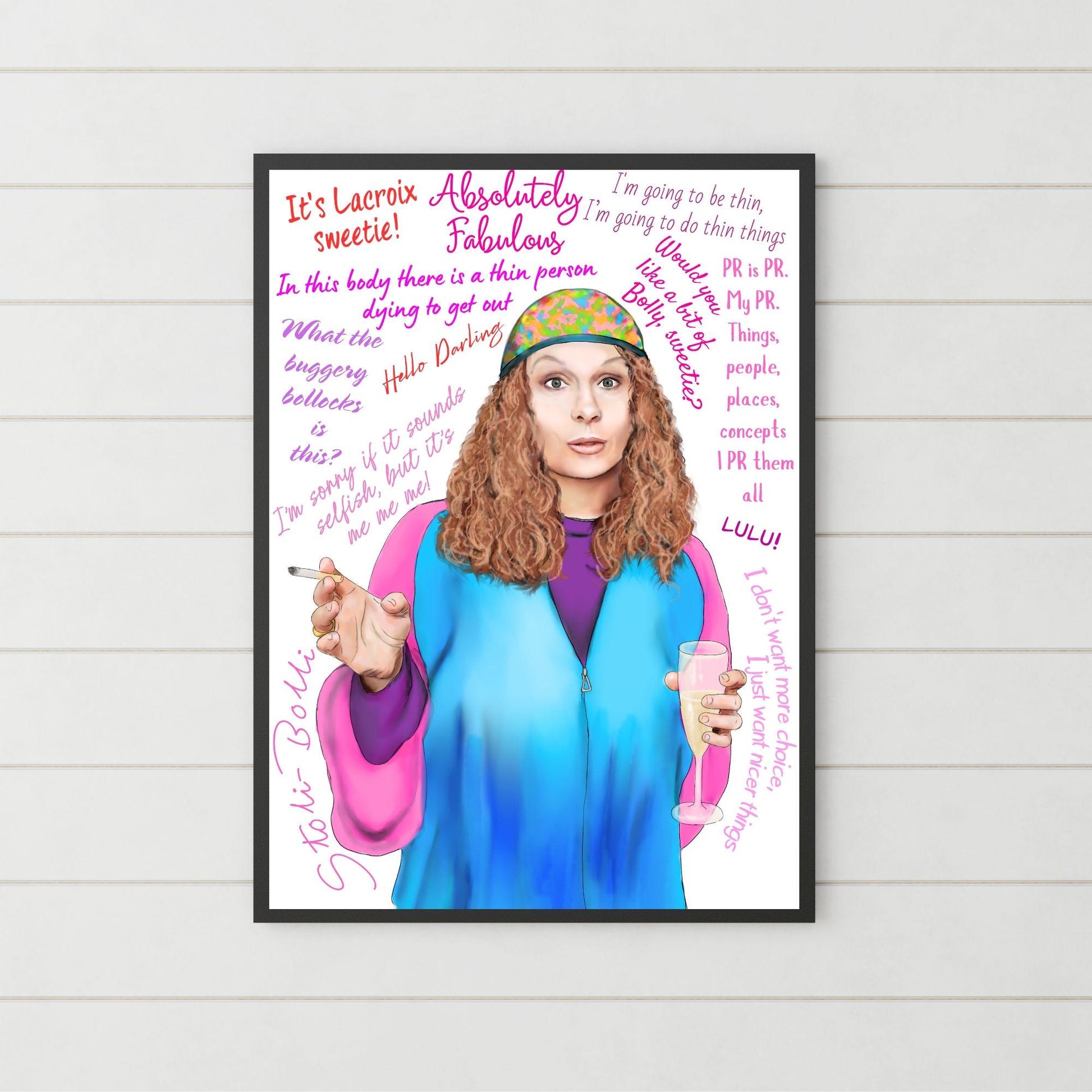Ab Fab Eddie Quotes Poster, Absolutely Fabulous Art Print, Designer Wall Art, A4 High Quality Print
